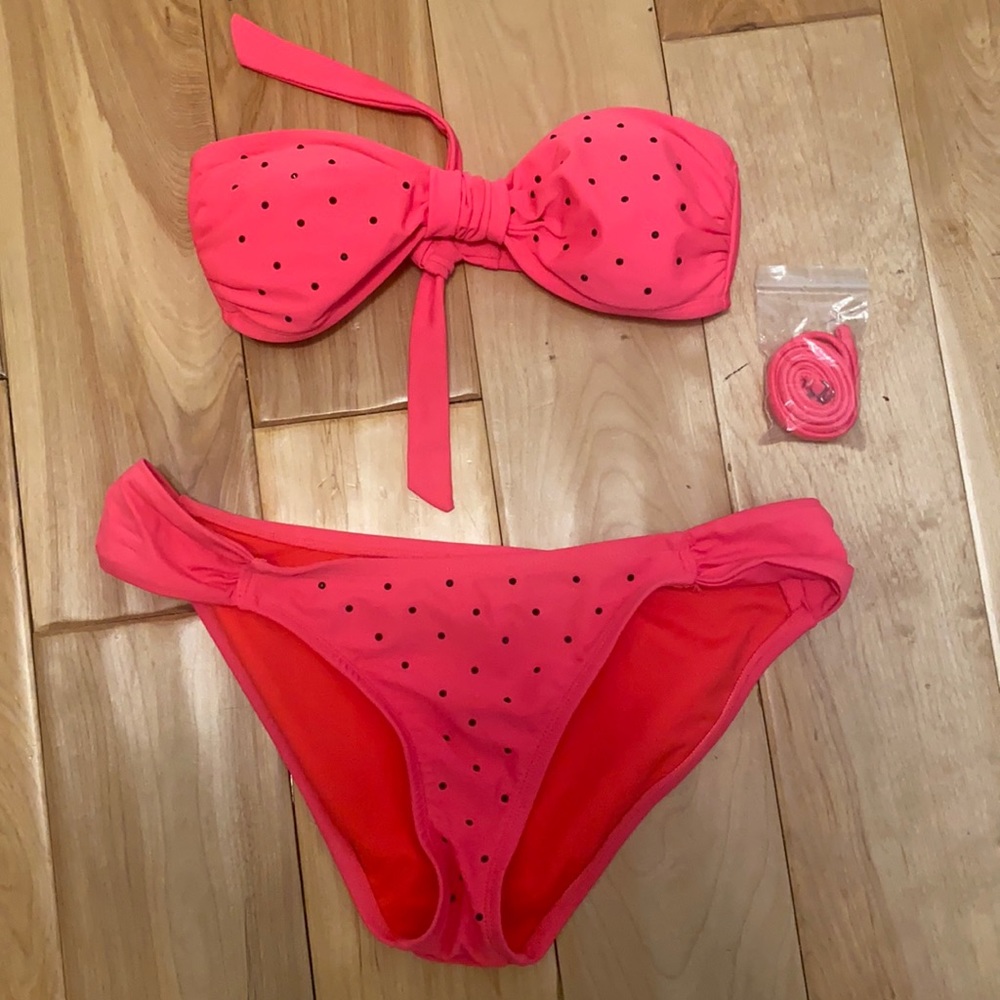 NWOT Pink Bikini Black Rhinestones
